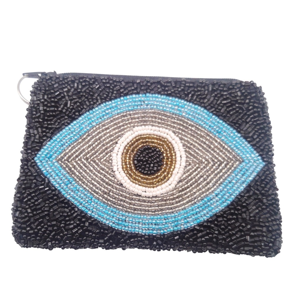Tiana NY Evil Eye Beaded Change Purse Whimsigoth Tarot Retro